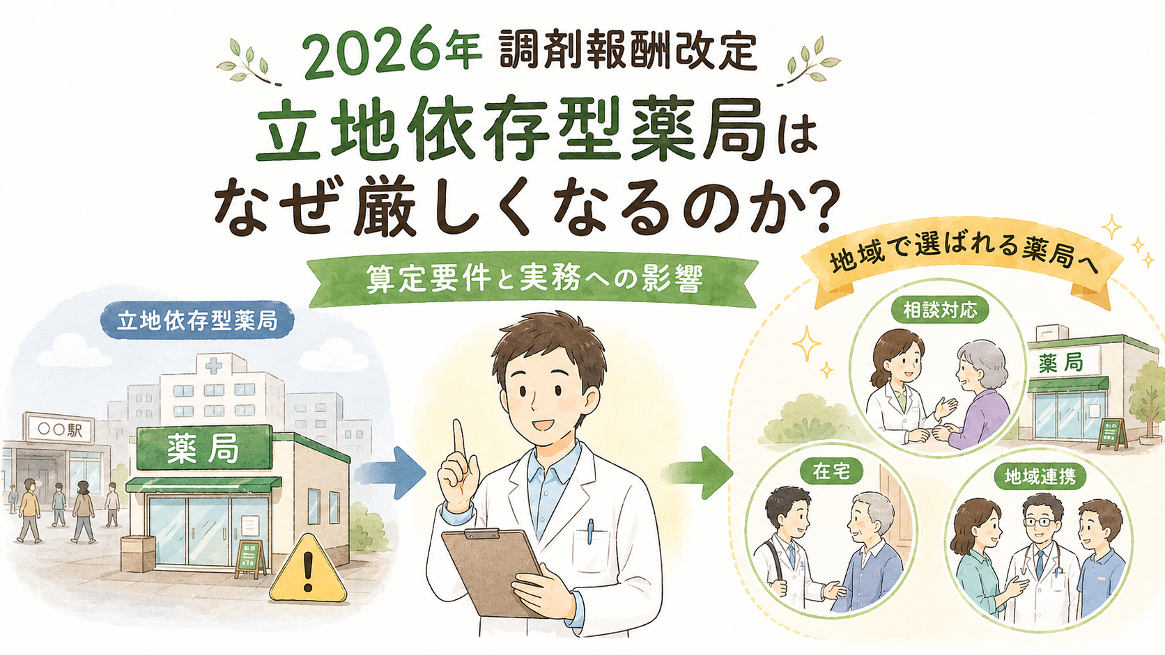 【2026年調剤報酬改定】立地依存型薬局はなぜ厳しくなるのか？薬剤師が押さえるべき算定要件と実務への影響